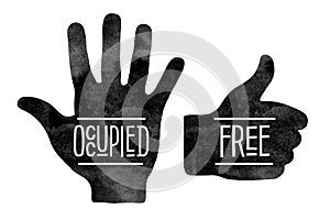 Black hand silhouettes with the words Occupied and photo