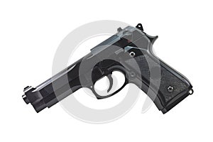 Black handgun isolated