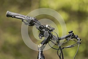 Black handle of electric bicycle