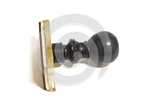 Black Handle Rubber Stamp on White Background