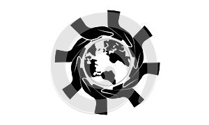Black Hands Around of World and World Help Concept
