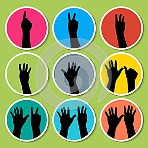 Black hands counting from 1 to 9 with fingers icon photo