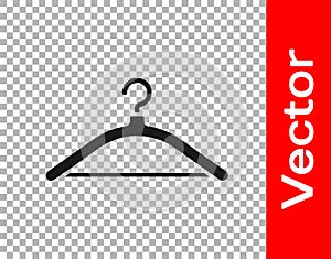 Black Hanger wardrobe icon isolated on transparent background. Cloakroom icon. Clothes service symbol. Laundry hanger