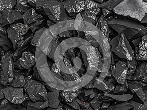 Black hard coal shot from above