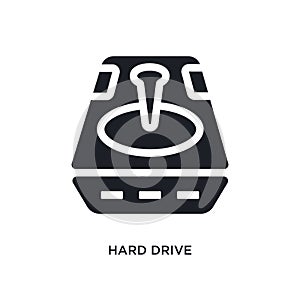 black hard drive isolated vector icon. simple element illustration from big data concept vector icons. hard drive editable black