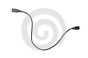 Black harddisk cable isolated on white background with clipping path