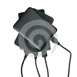 Black harddisk isolated on white background with clipping path