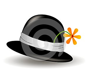 Black Hat With Flower Clip Art