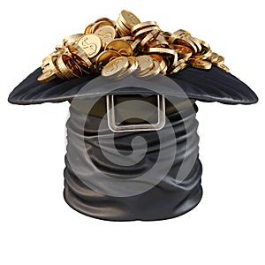 Black hat with gold coins.