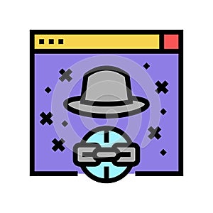 black hat link color icon vector illustration