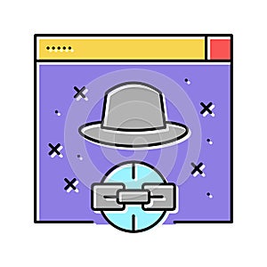 black hat link color icon vector illustration