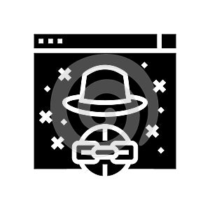 black hat link glyph icon vector illustration