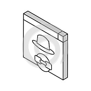 black hat link isometric icon vector illustration