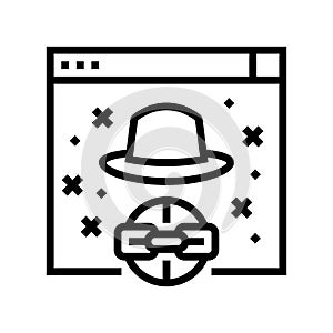 black hat link line icon vector illustration