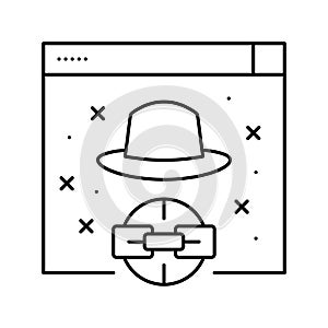black hat link line icon vector illustration