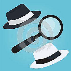 Black hat seo banner. Magnifier, and other search engine optimization tools and tactics