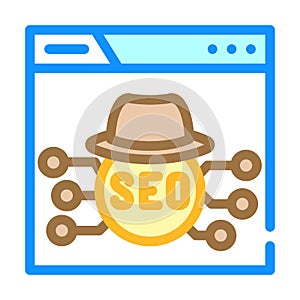 black hat seo color icon vector illustration