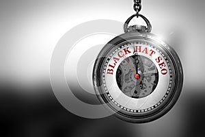 Black Hat SEO on Pocket Watch Face. 3D Illustration.