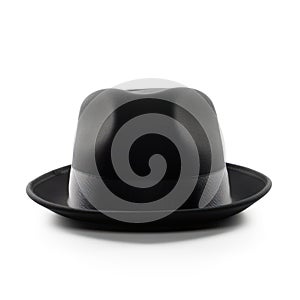 A black hat on a white background.