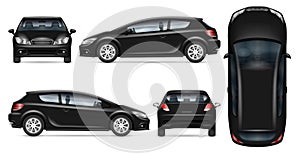 Black hatchback car vector mockup