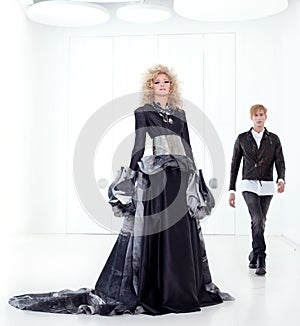 Black haute couture retro futurist couple