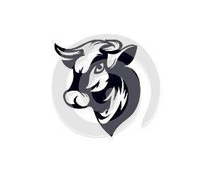 Black head buffalo cow ox bull drawing art logo design inspiration