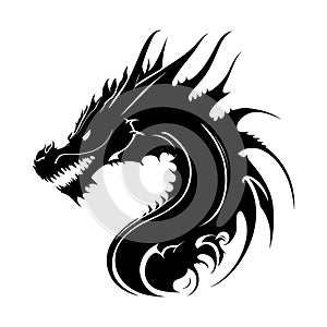 Black head dragon logo design on white background