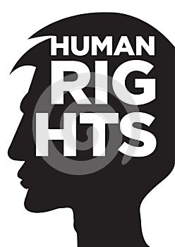 Black head silhouette with human rights copy