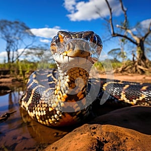 Australian Black Headed Python  Made With Generative AI illustration photo