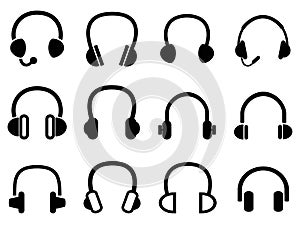 Black headphone headset icons