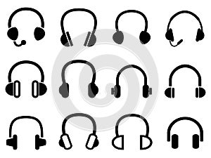 Black headphone headset icons photo