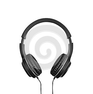 Black headphone isolate on white background