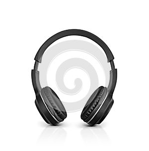 Black headphone isolate on white background