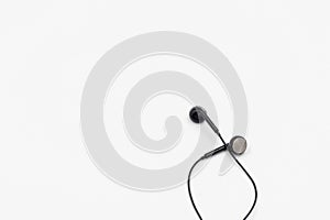 Black headphone isolate on white background