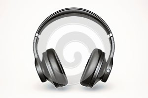 black headphones audio for listen isolated on white