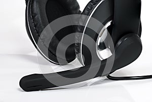 Black headphones, headset