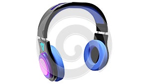 Black Headphones On An Isolated White Background. Perspective View. 3DRender.