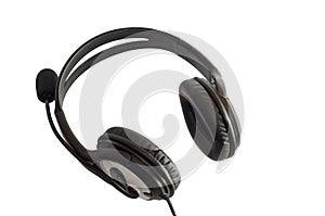 Black headphones with a microphone