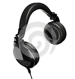 Black Headphones on White Background