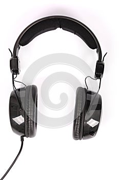 Black headphones white background