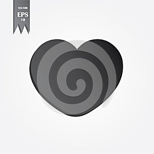 Black heart icon with design gradient is love symbol in happy valentine`s day on pink background to eps10 flat style