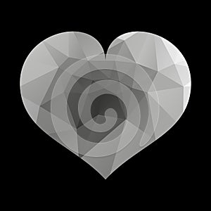 Black heart icon. Simple triangular sign of the heart, isolated on white background. Symbol of the heart. Symbol of the love.