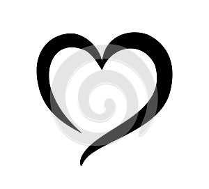 Black heart shape tattoo stencil outline silhouette drawing sign.