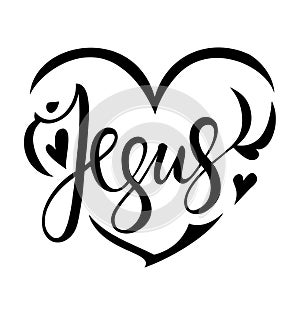 Black heart sign. Jesus. Love symbol.