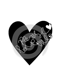 Black heart silhouette drawing .Love symbol.