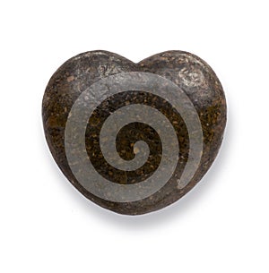 Black heart stone, love pebble, rock in heart shape,