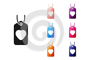 Black Heart tag icon isolated on white background. Love symbol. Valentine day symbol. Set icons colorful. Vector