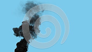 black heavy carbon smoke emission from oil power plant, isolated - industrial 3D rendering