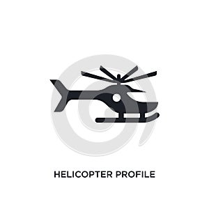 black helicopter profile isolated vector icon. simple element illustration from transport-aytan concept vector icons. helicopter photo