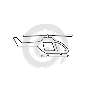 Black helicopter vector line icon on white background